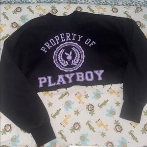 PLAYBOY Black and Lavender Cropped Top